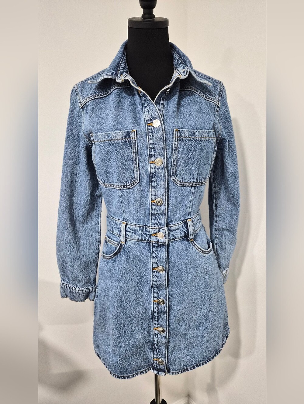 Zara Light Blue Denim Dress - Size M